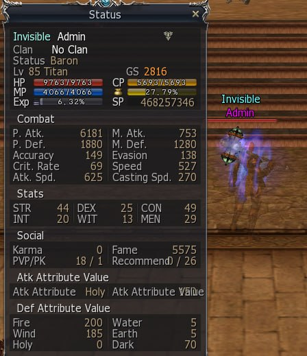 Gear Score Status Window L2 After Work