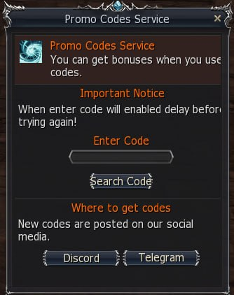 Promo Codes Service Window